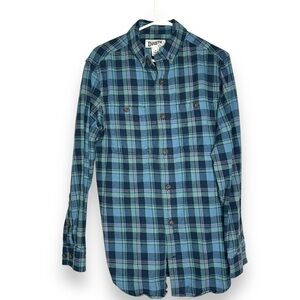 Duluth Trading Co Shirt Size Med Mens Blue Free Swinging Flannel Plaid Relaxed